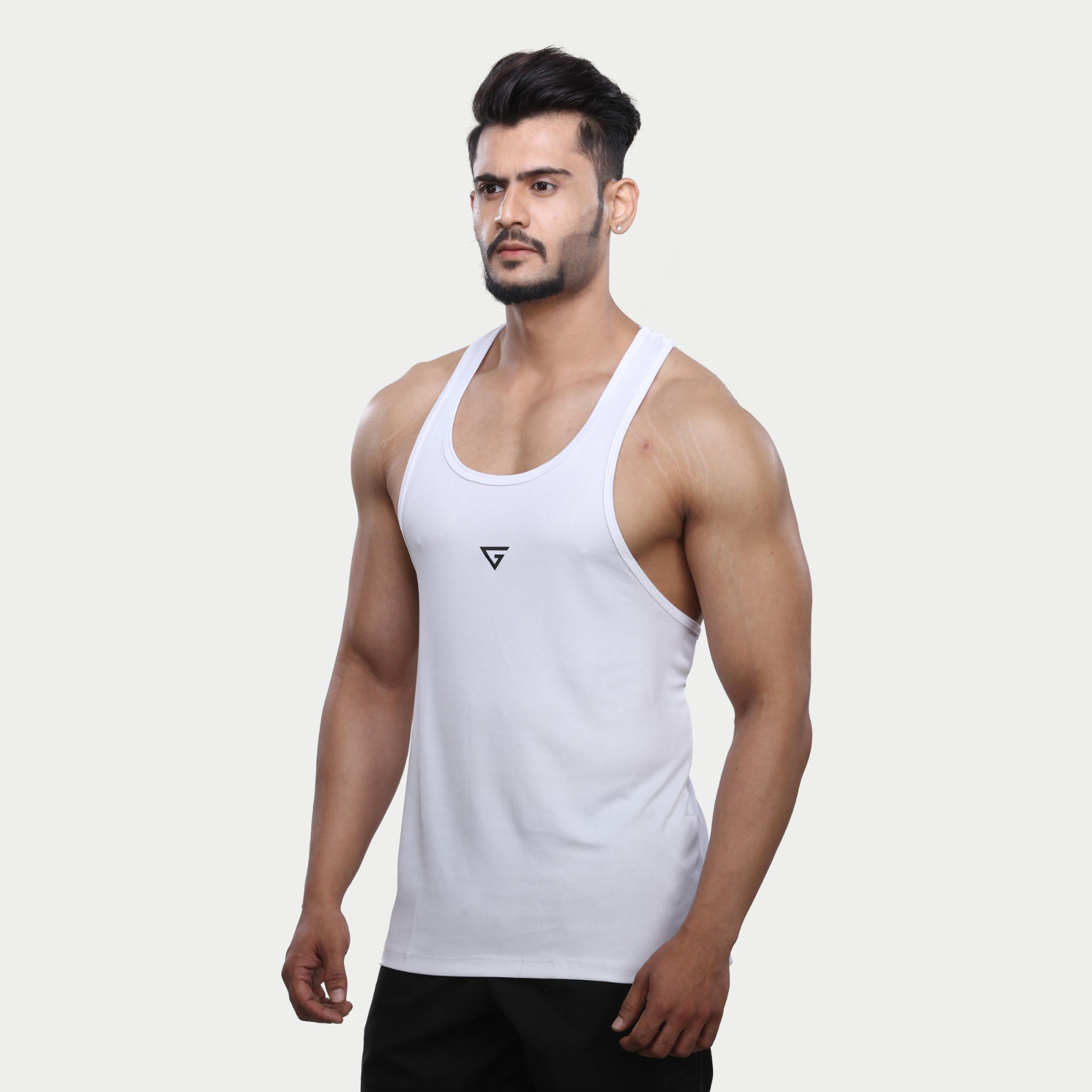 Buy white stringer vest for your gym workouts | GBONK